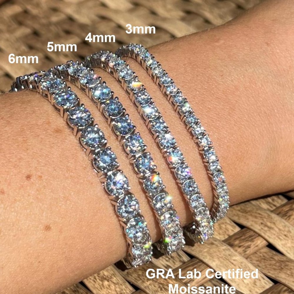 5.5-Carats Tennis Bracelet 7" GRA Certified Moissanite Diamonds Sterling Silver - Picture 9 of 9